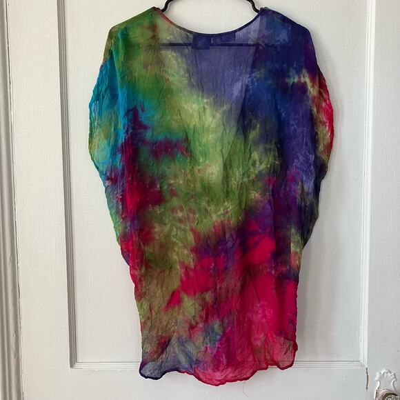 Tie dye gauzy coverup boho fairycore hippie - Picture 2 of 9